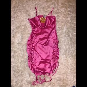 *NEW* ASOS Pink Side Scrunch Satin Mini Dress